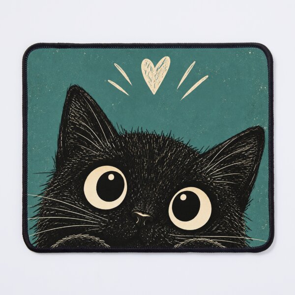 Item preview, Black Cat Peeking – Cute Curious Kitty with Big Eyes, Cat Lover Art designed and sold by AbstractAuraArt.