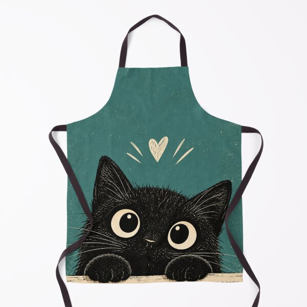 Item preview, Black Cat Peeking – Cute Curious Kitty with Big Eyes, Cat Lover Art designed and sold by AbstractAuraArt.