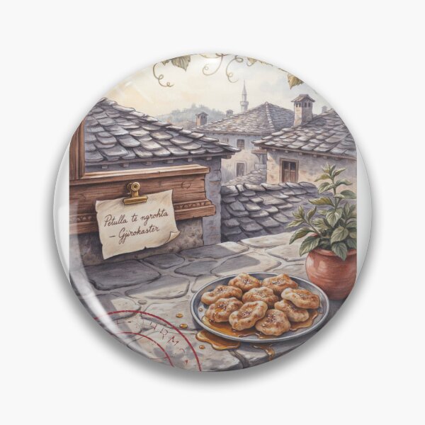 Item preview, Gjirokastër Petulla Courtyard — Albanian Mountain Food Art designed and sold by stickercuffs.