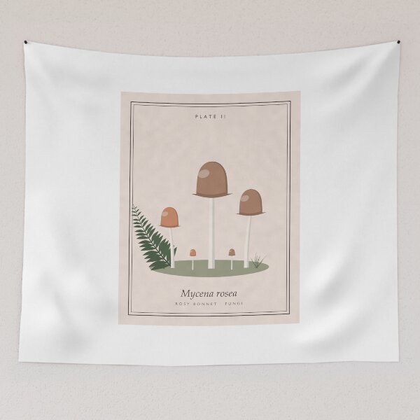 Item preview, Rosy Bonnet Mushroom Vintage Botanical Plate designed and sold by ChromaLens.