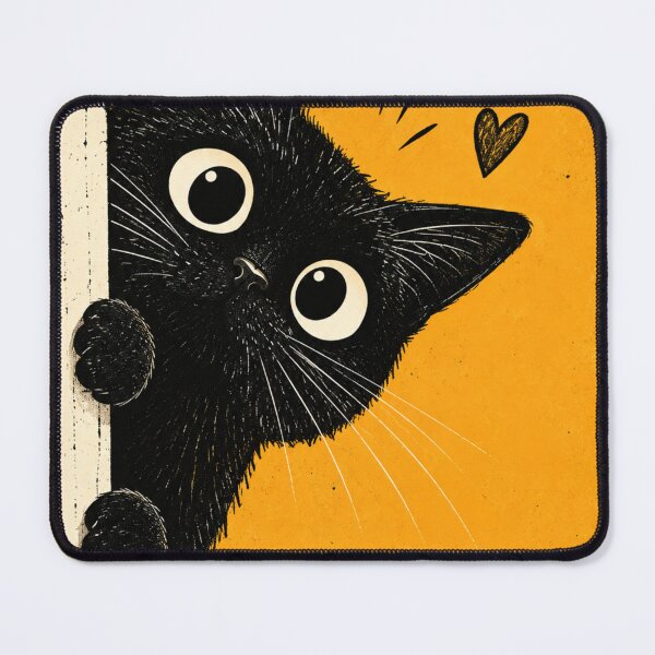 Item preview, Black Cat Peeking – Cute Wide Eyed Kitty, Funny Cat Lover Art designed and sold by AbstractAuraArt.
