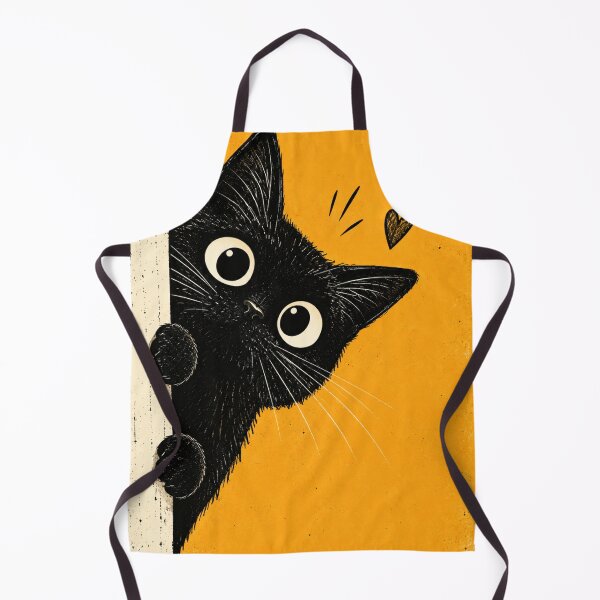 Item preview, Black Cat Peeking – Cute Wide Eyed Kitty, Funny Cat Lover Art designed and sold by AbstractAuraArt.