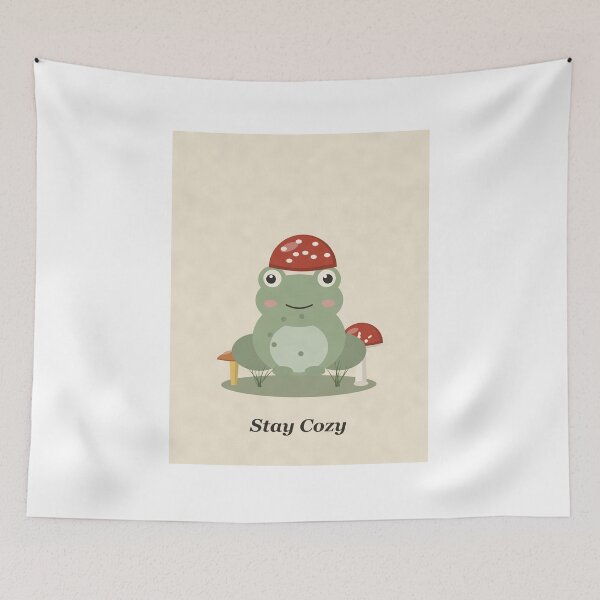 Item preview, Stay Cozy Frog with Mushroom Hat designed and sold by ChromaLens.