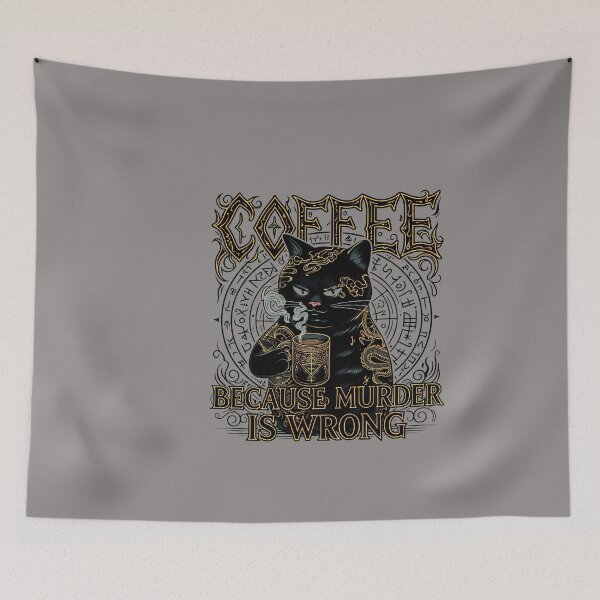 Item preview, Coffee Because Murder Is Wrong Cat-53 designed and sold by StefanFuhr.