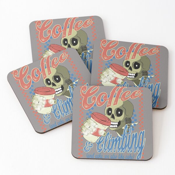Item preview, Coffee & Climbing Skeleton Retro Design-12 designed and sold by BurcGeorgikeas.