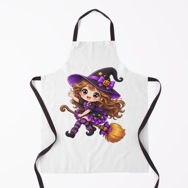 Item preview, Cute Kawaii Halloween Witch Girl Flying on Broomstick designed and sold by Pixanova.