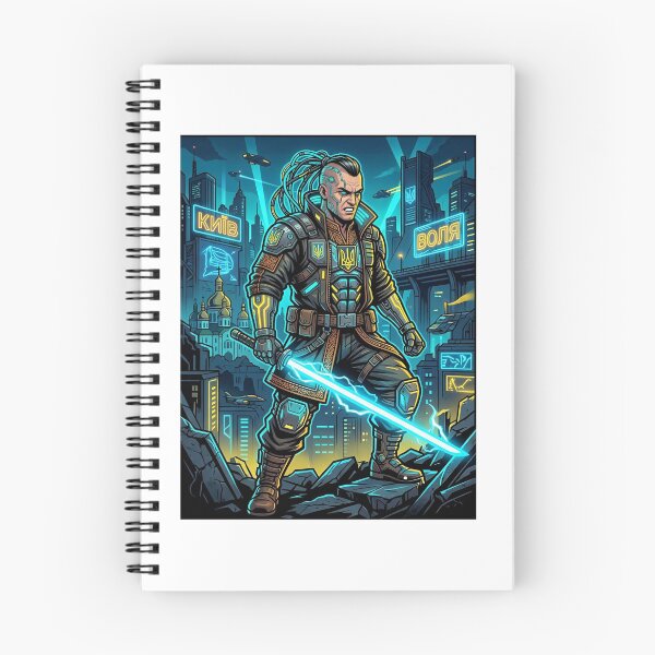 Item preview, Cyberpunk Cossack Warrior Neon Saber Future designed and sold by ValhallaHub.