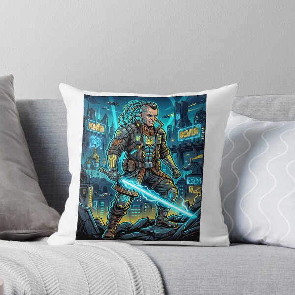 Item preview, Cyberpunk Cossack Warrior Neon Saber Future designed and sold by ValhallaHub.