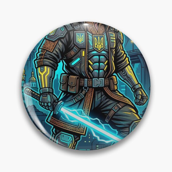 Item preview, Cyberpunk Cossack Warrior Neon Saber Future designed and sold by ValhallaHub.