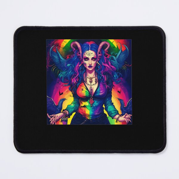 Item preview, Rainbow Witch Horned Goddess Psychedelic Fantasy Art designed and sold by DuangpornShea.