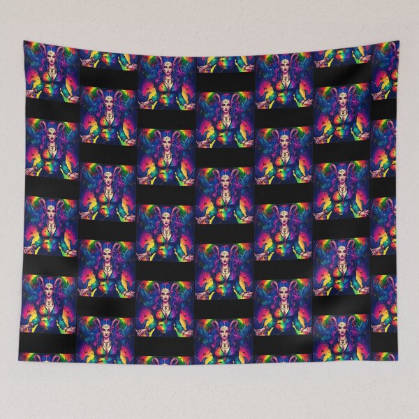 Item preview, Rainbow Witch Horned Goddess Psychedelic Fantasy Art designed and sold by DuangpornShea.