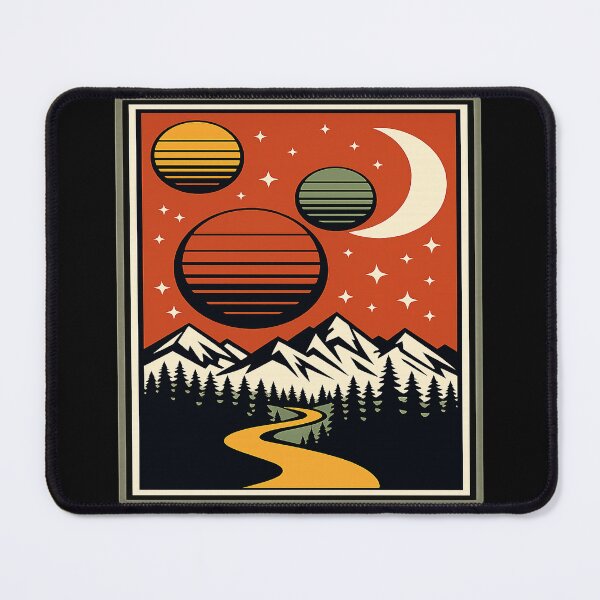 Item preview, Retro Cosmic Mountain Landscape Vintage Space Nature designed and sold by BeardWave.