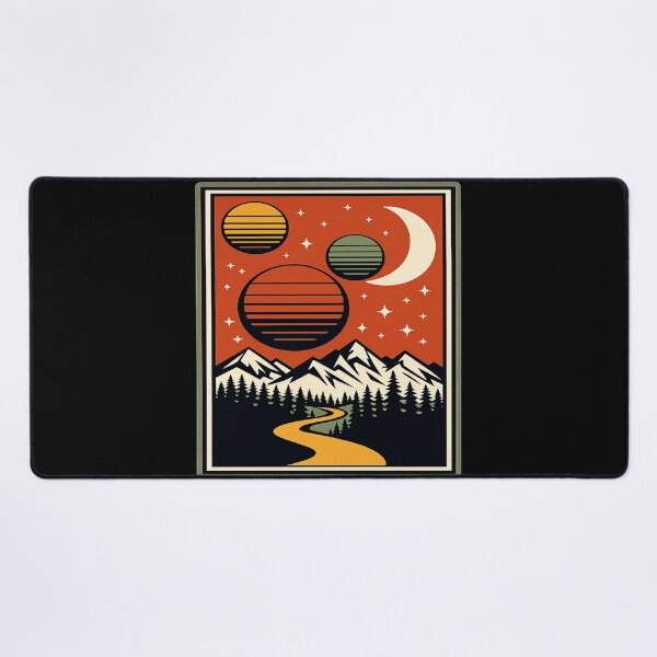 Item preview, Retro Cosmic Mountain Landscape Vintage Space Nature designed and sold by BeardWave.
