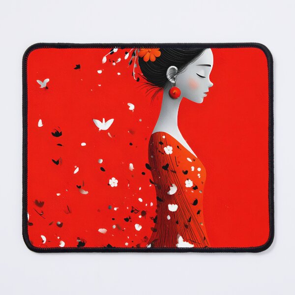 Item preview, Elegant Woman in Flowing Red Dress with Flowers designed and sold by Artessie.