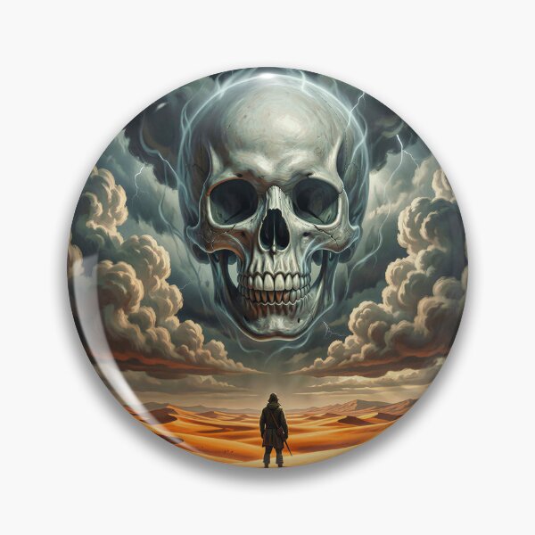 Item preview, Lone Wanderer Faces Giant Skull in Stormy Sky designed and sold by Marcu Ioachim.