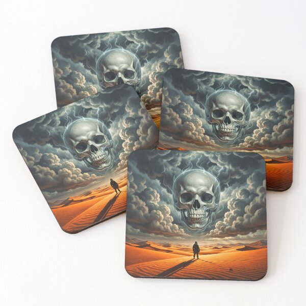 Item preview, Lone Wanderer Faces Giant Skull in Stormy Sky designed and sold by Marcu Ioachim.