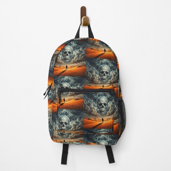 Item preview, Lone Wanderer Faces Giant Skull in Stormy Sky designed and sold by Marcu Ioachim.