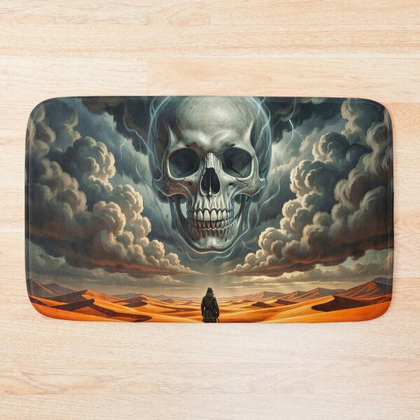 Item preview, Lone Wanderer Faces Giant Skull in Stormy Sky designed and sold by Marcu Ioachim.