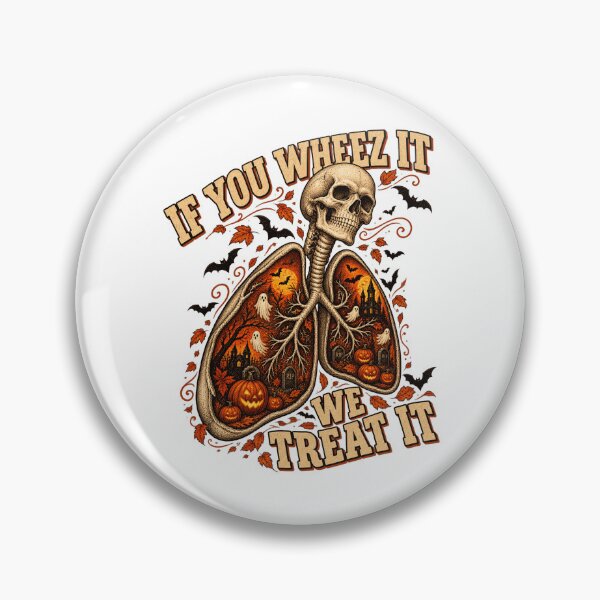 Item preview, If You Wheez It We Treat It Funny Respiratory Therapist Skull Lungs Halloween Art designed and sold by gamoreRony.