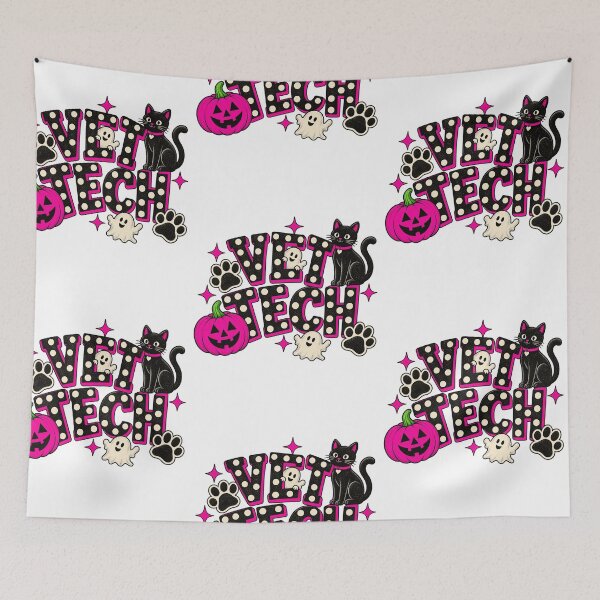 Item preview, Vet Tech Halloween Black Cat Ghost Pumpkin Funny Shirt designed and sold by gamoreRony.