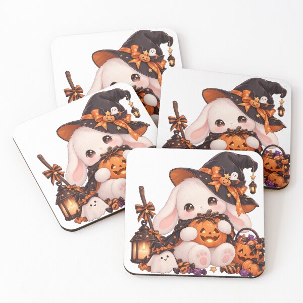 Item preview, Cute Halloween Bunny with Pumpkin – Kawaii Spooky Autumn Design designed and sold by Kiralemon.