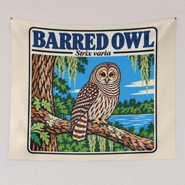 Item preview, Barred Owl Vintage Wildlife Woodcut designed and sold by American Fieldmark Studio.