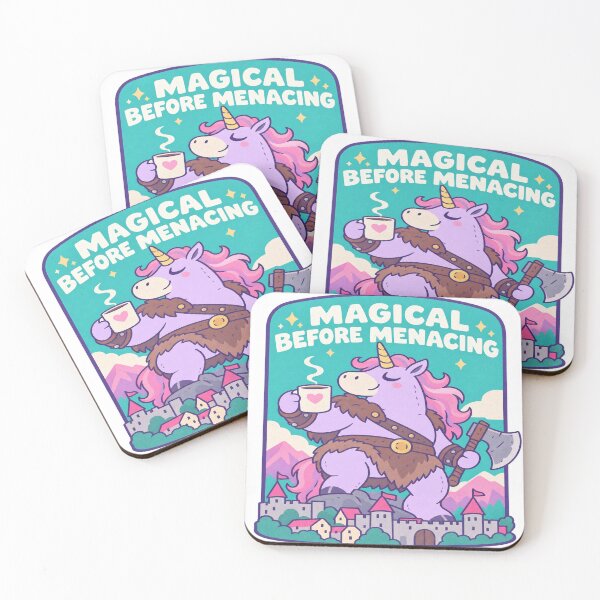 Item preview, Magical Before Menacing Barbarian Unicorn with Coffee designed and sold by LongIslandDesgn.