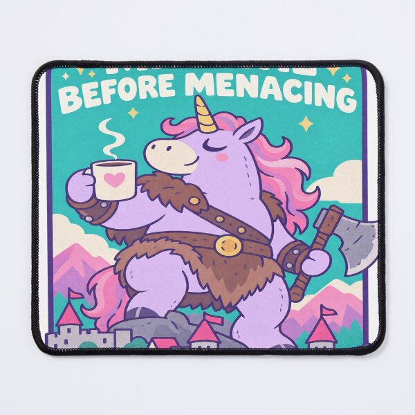 Item preview, Magical Before Menacing Barbarian Unicorn with Coffee designed and sold by LongIslandDesgn.