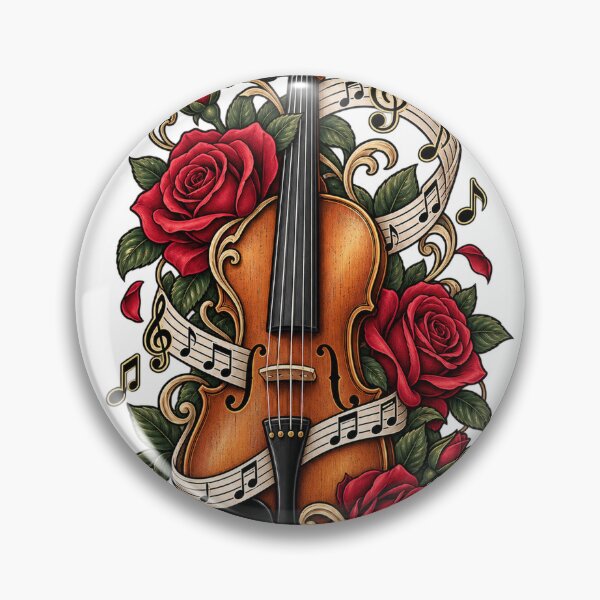 Item preview, Classical violin with red roses and sheet music designed and sold by LongIslandDesgn.