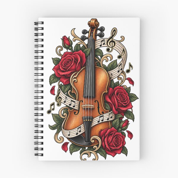 Item preview, Classical violin with red roses and sheet music designed and sold by LongIslandDesgn.