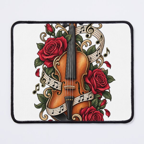 Item preview, Classical violin with red roses and sheet music designed and sold by LongIslandDesgn.