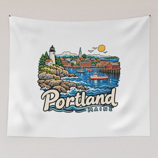 Item preview, Hand Drawn Portland Maine Travel Souvenir Landmark Gift designed and sold by MichaeIRellov.