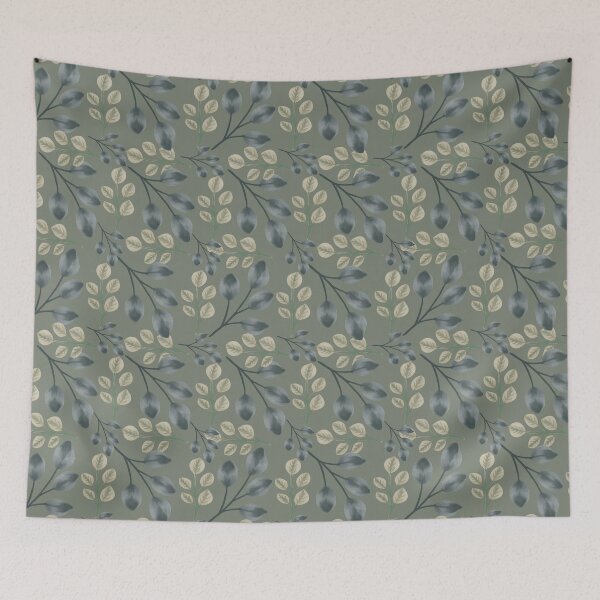 Item preview, Botanical Foliage Muted Sage Green Seamless Pattern Art designed and sold by ​Jyoti Digital Artist.