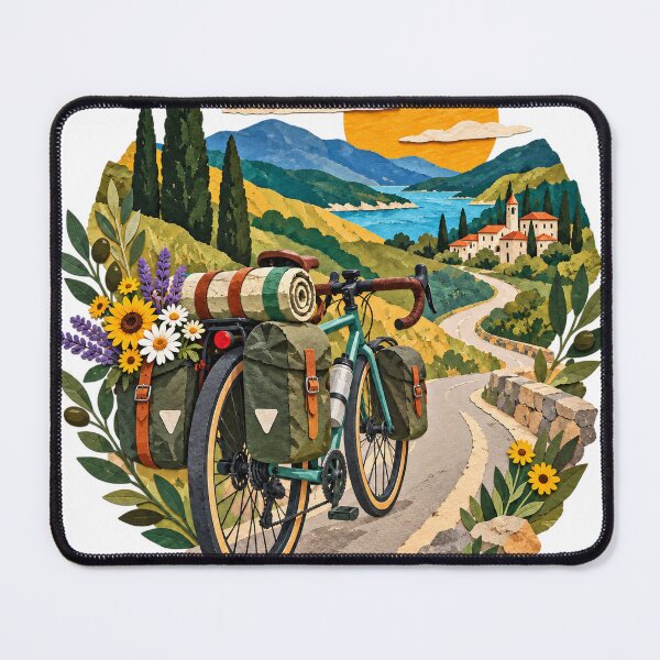 Item preview, Bicycle tour, touring bike with sunflowers, Mediterranean designed and sold by LongIslandDesgn.