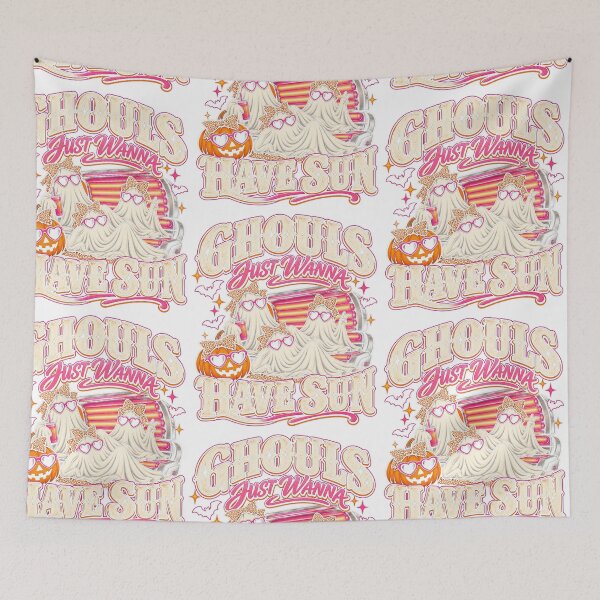 Item preview, Ghouls Just Wanna Have Sun Funny Cute Halloween Ghosts Tanning Retro Spooky Art designed and sold by gamoreRony.