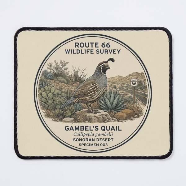Item preview, Gambel's Quail Route 66 Wildlife Survey Badge designed and sold by CalmCapy Co.