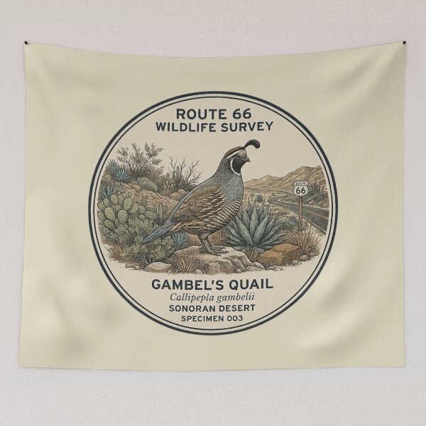 Item preview, Gambel's Quail Route 66 Wildlife Survey Badge designed and sold by CalmCapy Co.