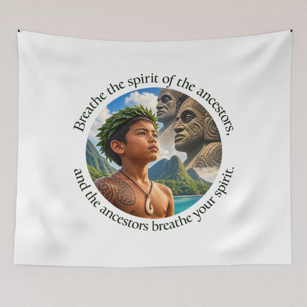 Item preview, Polynesian Heritage Proverb - Breathe the spirit of the ancestors | Pacific Art designed and sold by ShakaLife.org.