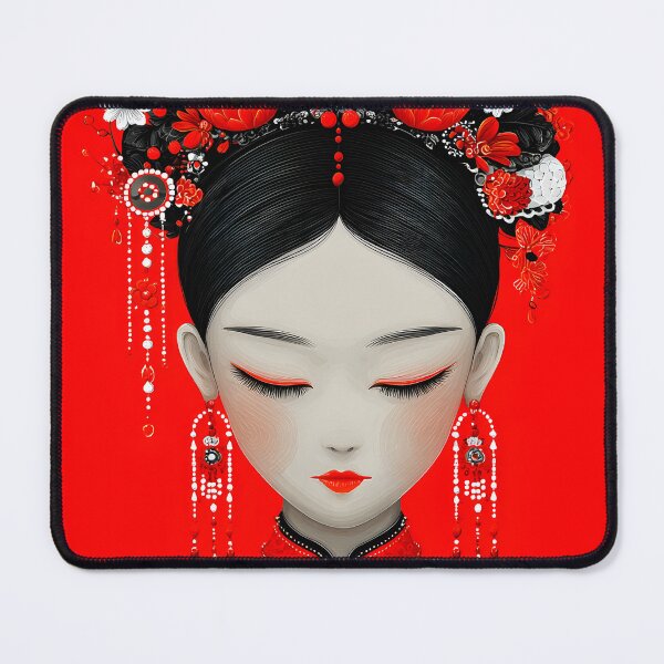 Item preview, Elegant Traditional Chinese Female Portrait with Flowers designed and sold by Artessie.