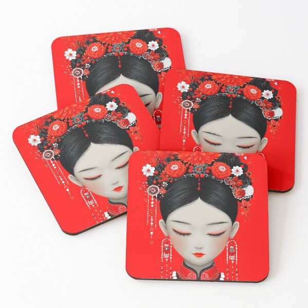 Item preview, Elegant Traditional Chinese Female Portrait with Flowers designed and sold by Artessie.