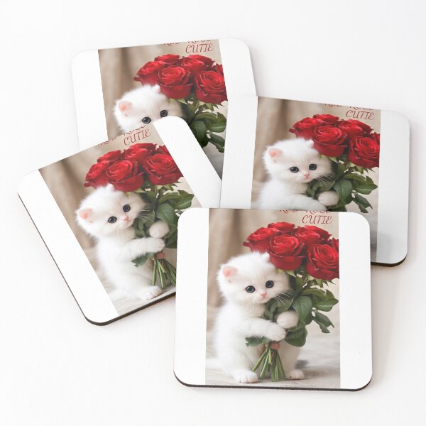 Item preview, Cute Kitten Cat Red Rose designed and sold by Freedom Line Studio.