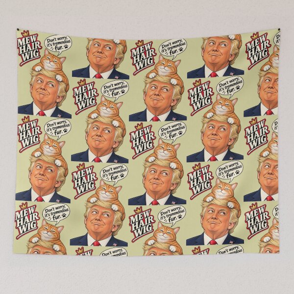 Item preview, Mew Hair Wig – Funny Orange Tabby Cat Political Parody designed and sold by SammyMorry.