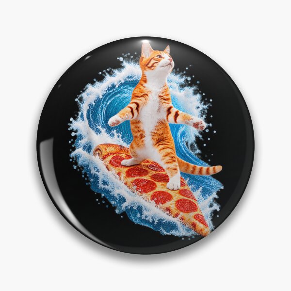 Item preview, Cat Surfing On Pizza Slice Funny Surfer Kitten Cool Wave  designed and sold by BURRITO-STUDIO.