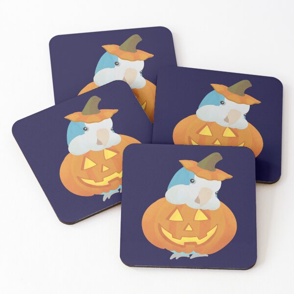 Item preview, Illustration of a Blue quaker parrot dressed like a Halloween Pumpkin designed and sold by FandomizedRose.