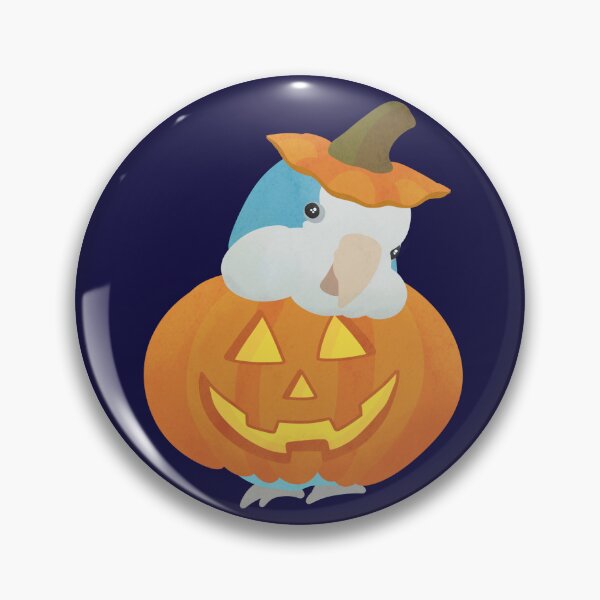 Item preview, Illustration of a Blue quaker parrot dressed like a Halloween Pumpkin designed and sold by FandomizedRose.