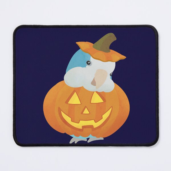 Item preview, Illustration of a Blue quaker parrot dressed like a Halloween Pumpkin designed and sold by FandomizedRose.