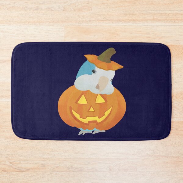 Item preview, Illustration of a Blue quaker parrot dressed like a Halloween Pumpkin designed and sold by FandomizedRose.