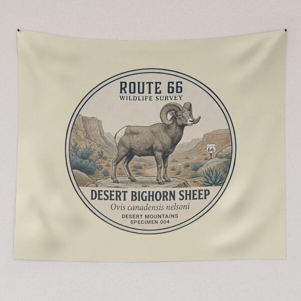 Item preview, Desert Bighorn Sheep Route 66 Wildlife Badge designed and sold by CalmCapy Co.