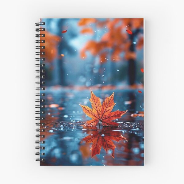 Item preview, Autumn Maple Leaf Floating on Water Puddle — Rainy Fall Reflection Art designed and sold by LYAN-STORE.
