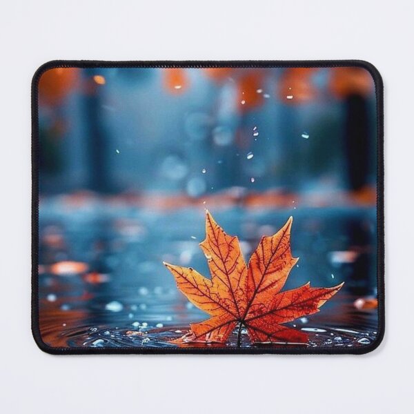 Item preview, Autumn Maple Leaf Floating on Water Puddle — Rainy Fall Reflection Art designed and sold by LYAN-STORE.